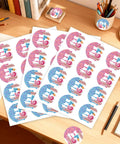 Ice Cream Themed Paper Food Bags With Dope Decorative Stickers on a desk with books and stationery, black party packaging for gifts.