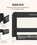 Mesh Bed Guard Rail For Toddlers Aged 2 To 5 Years Fits Twin Through King Beds With Reinforced Anchor System and visible zipper detail