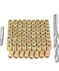 80 Pcs M6 Metal Headless Hex Socket Threaded Inserts for woodworking with drill bit and driver