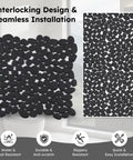 Black Oval Pebble Tile Kit For Shower Floor And Backsplash, 5 Sheets, Pebble Mosaic For Kitchen Bathroom Wall And Floor, Mesh Backing