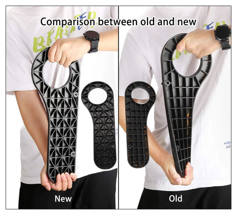 Comparison of old and new plastic base plates for Golf Cart Rear Seat Arm Rest Kit With Cup Holder Black Universal Fit For EZGO Club Car And Yamaha Drilling Required Or No Drilling Easy Install Durable Plastic Base Plate For Long Lasting Use.