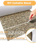 Camouflage EVA Boat Flooring 6mm Self Adhesive Marine Decking Sheet being cut with a cutter to show DIY customizability, adhesive side visible
