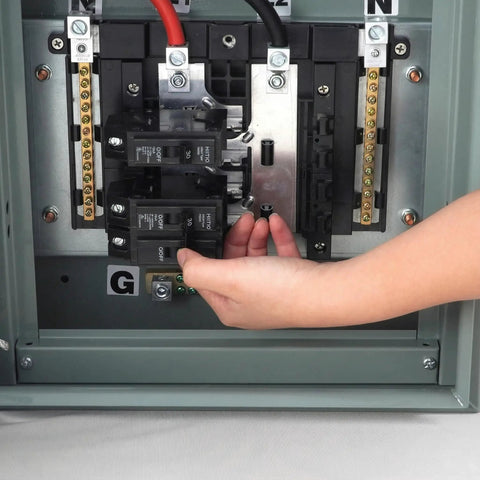 Hand installing 2 Pole 60A Thermal Magnetic Miniature Circuit Breaker Plug In Panel Mount With Tool Free Install And 10KA Breaking Capacity