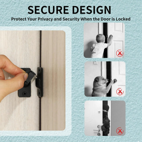 Compact 90 Degree Flip Latch Gate Security Lock With Matte Black Finish on a door, demonstrating secure privacy design.