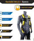 Thunder Full Body Safety Harness For Construction And Roofing Heavy Duty Fall Protection Gear ANSI Z35911 2021 And OSHA Compliant Fluorescent Yellow.