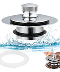 Universal Chrome Plated Lift And Turn Bath Drain Stopper And Cover No Fuss Replacement For Lift And Turn Tip Toe And Trip Lever Drains EZ Install
