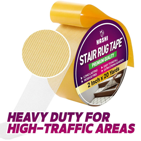 Double Sided Stair Tread Tape 2 Inch By 20 Yard Heavy Duty Non Slip Rug Gripper roll and packaging