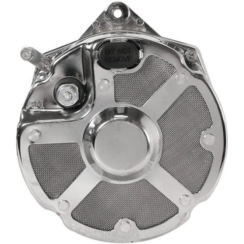 105 Amp Marine Alternator Replacement For Mercruiser 10SI 1 Wire V Belt 12V CW Rotation Chrome Delco Style Rear View