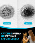 26 Pack Square Disposable Drain Hair Catcher Mesh Strainer Stickers For Shower Bathtub And Sink Keeps Your Plugs Tight in before and after comparison showing hair trapped.