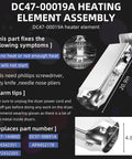 Dryer Heating Element Replacement 97-14486A Compatible With DVE50R5200W DVE50R5400V DV40J3000EW installation instructions.