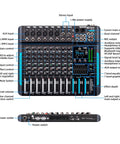 10 Channel Audio Mixer For Home Studio With USB 99 DSP Reverb 7 Band EQ 48V Phantom Power One Click Mute ROHM Op Amp DP 10