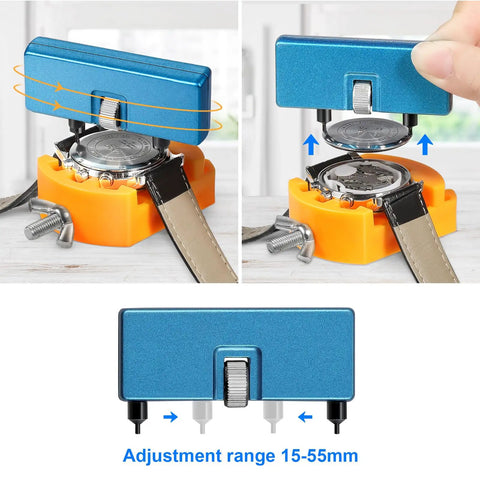 Grooved Watch Back Opener Kit For Notched Cases - Wrench Tool To Rotate Open The Grooved Case Back, Battery Replacement Tool