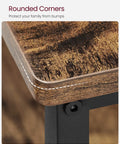 Close-up of rounded corner on Industrial Kitchen Island Featuring Three Tier Storage And Generous Worktop, Rock Solid Steel Frame Built For Real Life Messes, Rustic Brown And Black Finish, Zero Sweat Quick Setup For Any Space.