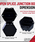 Open Splice Junction Box Two Pack For DIY Wiring With UL 514C Code Approved One Piece Polycarbonate Enclosure In Black