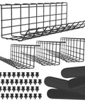 Under Desk Cable Tray Set Of Four Black Wire Organizer For Cord Management And Desk Cable Runs Mount Anywhere Along The Length