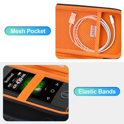 Rugged Carrying Case For Wingman HD GPS Speaker with orange mesh pocket and elastic bands for cable and accessory storage.