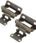 Two Pack Semi Concealed Cabinet Hinges With Half Inch Overlay for Smooth Self Closing Doors in durable steel with coffee finish.