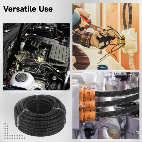 Badass Heavy Duty Corrugated Polyethylene Wire Conduit Flexible Black Cable Protector Tubing With Roomy Inner Bore And Sixty Five Foot Roll in automotive and home wiring.