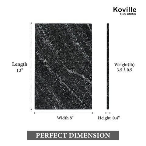 Natural Black Marble Cutting Board 12 By 8 Inch Real Stone Slab dimensions and weight details for kitchen use