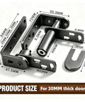 Badass Heavy Duty 304 Stainless Steel Self Closing Cafe Door Hinges Black Saloon Swing Mounts dimensions for 30mm thick doors.