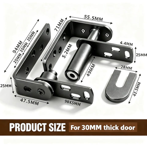 Badass Heavy Duty 304 Stainless Steel Self Closing Cafe Door Hinges Black Saloon Swing Mounts dimensions for 30mm thick doors.