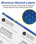 Pro Grade Printable Shipping And Mailing Labels Featuring Sweet Sure Feed Tech For Laser Printers With Trueblock Total Coverage To Hide Old Tags 3-1/3 X 4 Inches White 600 Sheets showing easy peel feature.