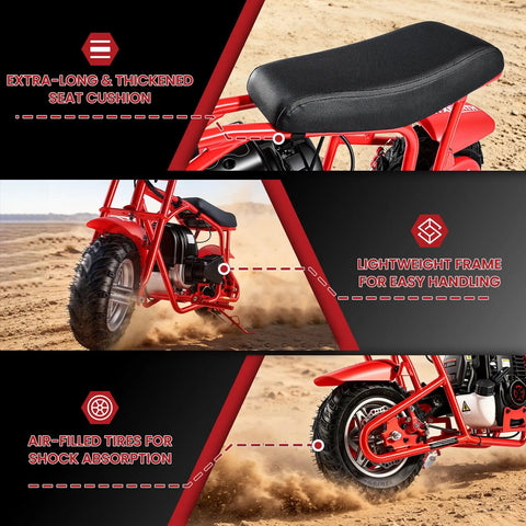 40Cc Gas Powered Mini Dirt Bike For Kids 8 14 With Automatic Transmission And Pull Start Off Road Pocket Motorcycle, seat, frame, tires
