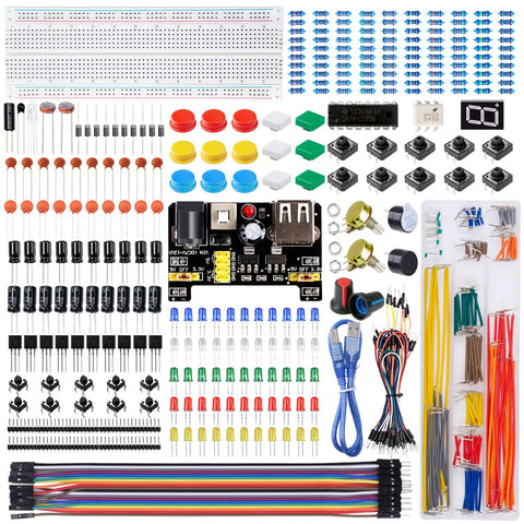 Electronics Component Starter Kit For Arduino And Raspberry Pi With Power Supply Module Jumper Wires Precision Potentiometer