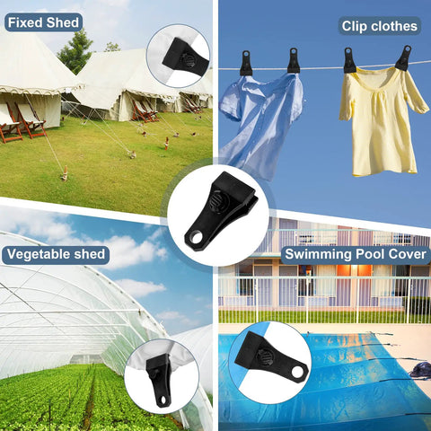 Heavy Duty Lock Grip Tarp Clips Hold Like Crazy With Rock Solid Non Slip Jaw Plus One Hundred Nylon Strap Ties For Securing Tarps Awnings Canopies And Outdoor Shelter Kit Complete Bundle used to secure clothes and covers.