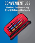 KR 260 3 Piece Extraction Tool Kit With Rugged Leather Case Pro Grade Build showcased in red open case with tools inside.