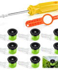 18 Piece Variable Arc Sprinkler Nozzle Kit With Rotor Adjustment Tool And Spare Filters, includes nozzles and rotor wrench.