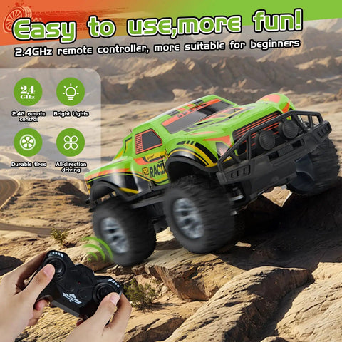 Off Road Remote Control Truck 2.4GHz RC Car With LED Lights 1 To 20 Scale All Terrain Monster Stunt Vehicle For Beginners