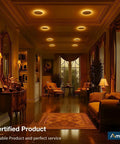 Elegant living room with 6 Pack 6 Inch LED Recessed Ceiling Light With Night Light 5CCT Dimmable Ultra Thin Canless Wafer Downlight ETL FCC