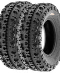 Set Of 4 ATV UTV Knobby Sport Tires Front 21x7-10 Rear 20x11-9 6 Ply Tubeless A027 Built For Rugged Trails And All Terrain Grips