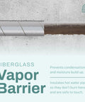 Foiled Back Fiberglass Pipe Insulation Wrap 25 Foot Long, 3 Inch Wide, 1 Inch Thick With Vapor Barrier on pipe