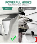 Comparison of heavy duty vinyl siding hooks 30 pack stainless steel clips no drill needed next to drilling damage example