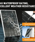 100W 12V Monocrystalline Solar Panel With 9 Busbars And A Plus Large Cell Rugged Glass Module IP65 Weather Resistant, water splash