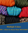 Multiple colors of paracord ropes including Desert Camo Paracord 100 Ft 4mm 7 Strand Parachute Cord For Lanyards, Survival Bracelets.