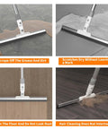 Heavy Duty Floor Squeegee With Flexible Silicone Blade And Long Aluminum Handle For Streak Free Bathrooms Showers Tiles Driveways And Glass That Makes Mopping Obsolete Now on various surfaces.