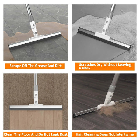 Heavy Duty Floor Squeegee With Flexible Silicone Blade And Long Aluminum Handle For Streak Free Bathrooms Showers Tiles Driveways And Glass That Makes Mopping Obsolete Now on various surfaces.