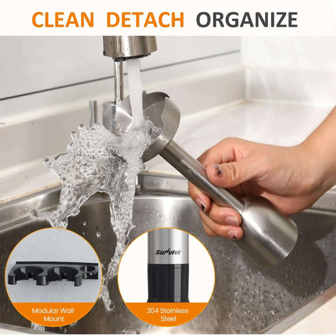 Heavy Duty Cordless Hand Blender 1000W Stick Mixer With Turbo Mode And 12 Speeds being rinsed under running water.