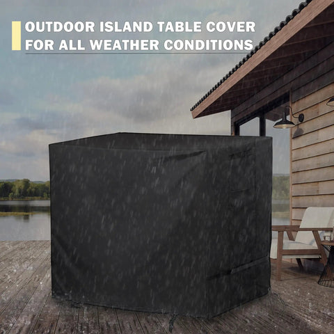 Pro Grade Heavy Duty All Weather Outdoor Island Table Cover For Feasto Grill Cart With Storage Cabinet in rainy weather