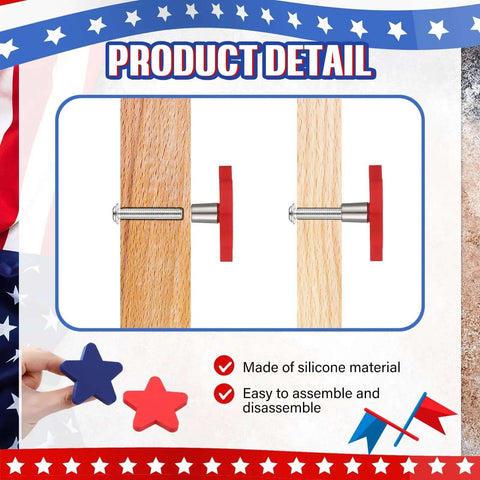 Side view of red silicone knob with screws for Patriotic Star Cabinet Knob Set 12 Piece Red And Blue Silicone Drawer Knobs For Kitchen Decor 4th Of July Party Decor Easy Assembly With Screws Great Gift For Home And Holiday.
