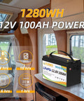 12V 100Ah LiFePO4 Battery With BMS Deep Cycle 16500 Cycles Grade A Cells in RV interior