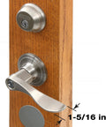 Side view of doorknob lock-out device with key blocks access to the keyhole on round knobs up to two and seven eighths inches.