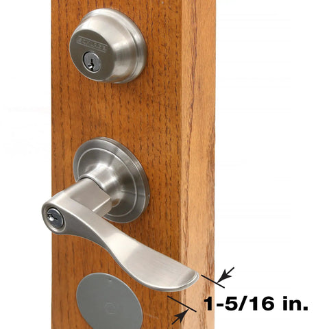 Side view of doorknob lock-out device with key blocks access to the keyhole on round knobs up to two and seven eighths inches.
