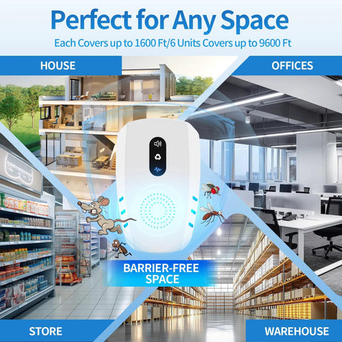 Upgraded Ultrasonic Pest Repellent Plug In Indoor 3 Mode Switch Drives Away Mice Roaches Spiders Mosquitoes Ants And Other Bugs 10 Pack Safe For Home Low Power Quiet in various settings like home, office, store, warehouse. 