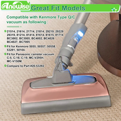 Close-up of vacuum head for Type QC Style QC Elite Canister Vacuum Bags For Kenmore 600 700 And 800 Series 6 Pack.