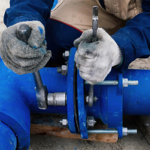 Plumber working on pipeline using 5 Pack M4 X 100mm Fully Threaded Rods In 304 Stainless Steel With Nuts And Washers