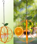 Oriole Bird Feeder For Outdoors Jelly And Oranges Glass And Powder Coated Metal Hanging Feeder With Clear Jelly Cup, bright orange